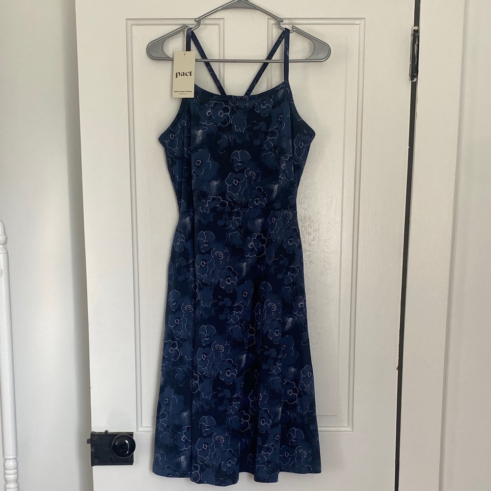 Pact Navy Blue Floral Midi Dress